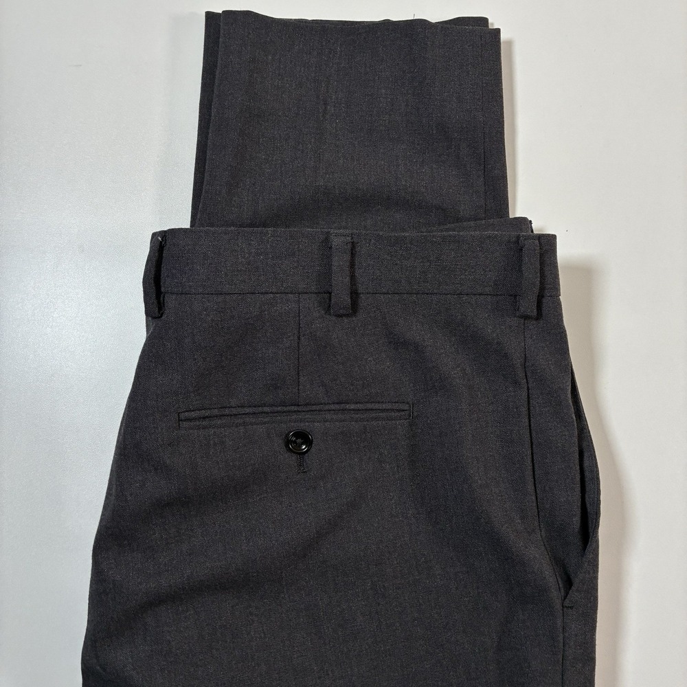 Charles Tyrwhitt Dress Pants 38x28 100% Wool Gray Flat Front‎ Slim Fit Lined